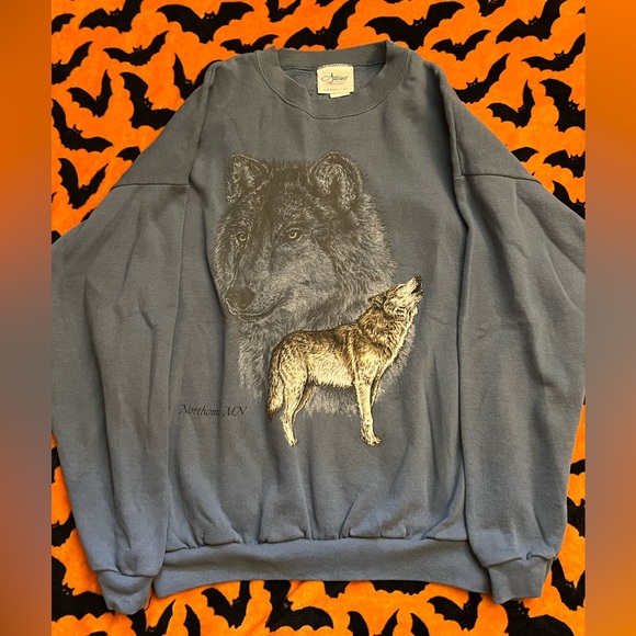 Vintage Artisan Blue Wolf Sweatshirt XL - Picture 1 of 3